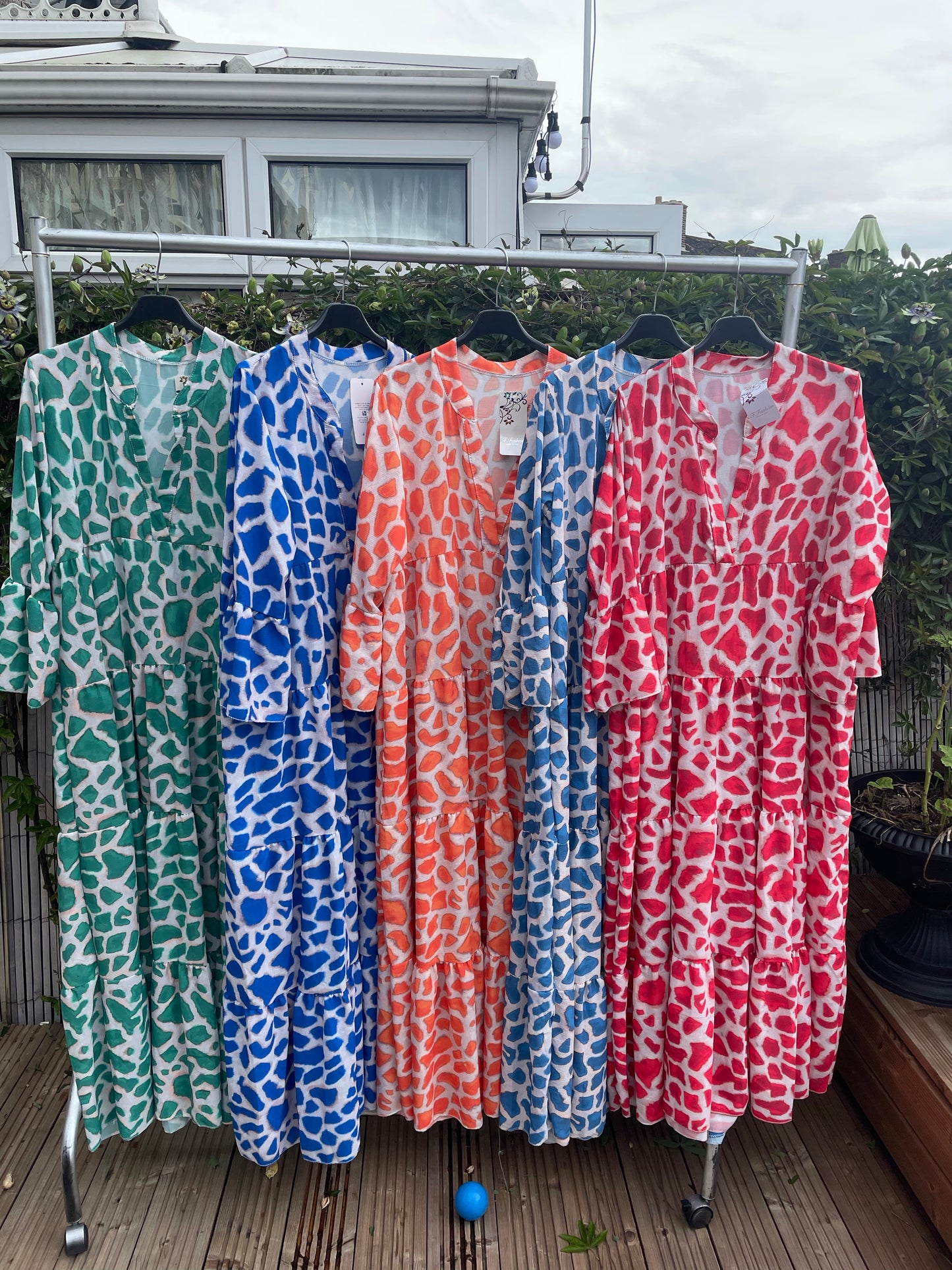 Giraffe print long dresses