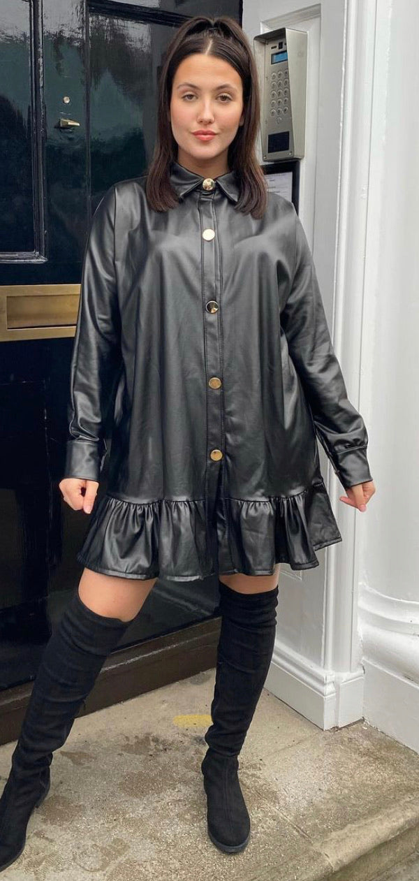 Faux leather dress - Layna’s Boutique clothing boutique loungewear, tracksuits, dresses