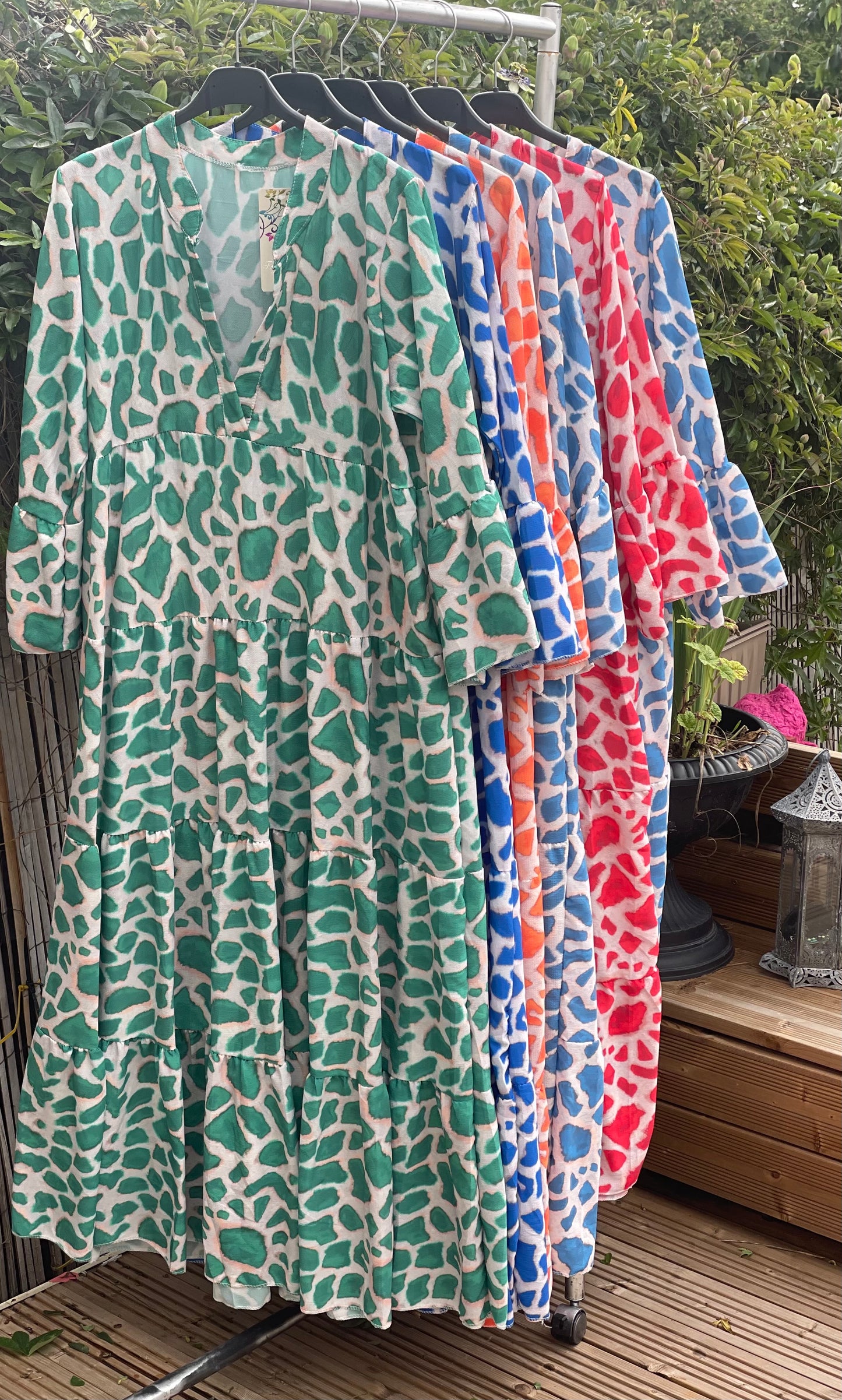 Giraffe print long dresses