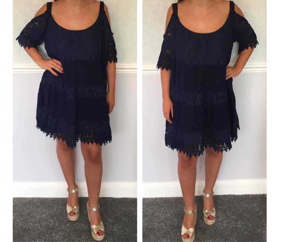 Cold shoulder lace dress