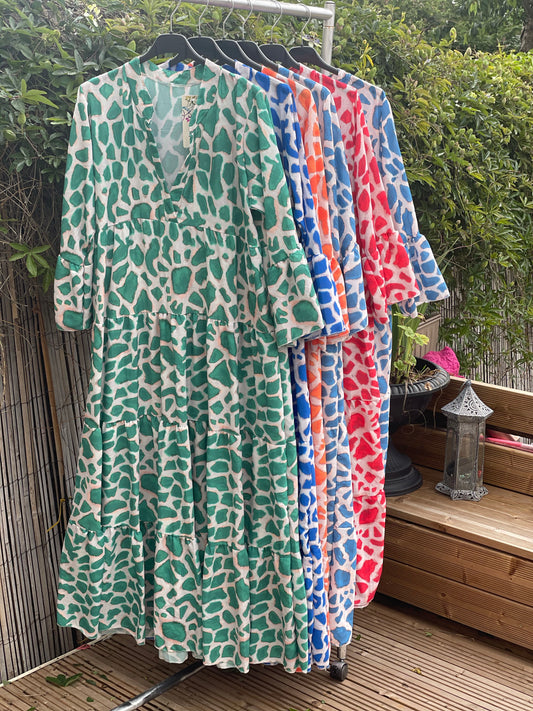 Giraffe print long dresses