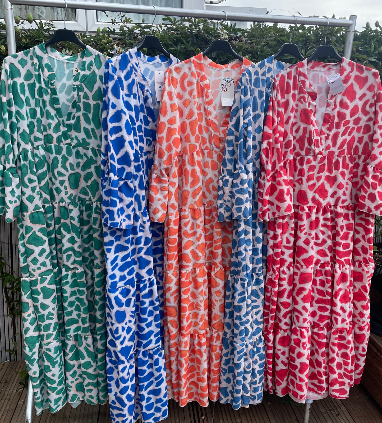 Giraffe print long dresses