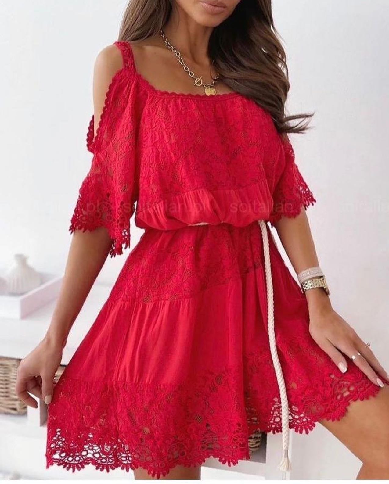 Cold shoulder lace dress