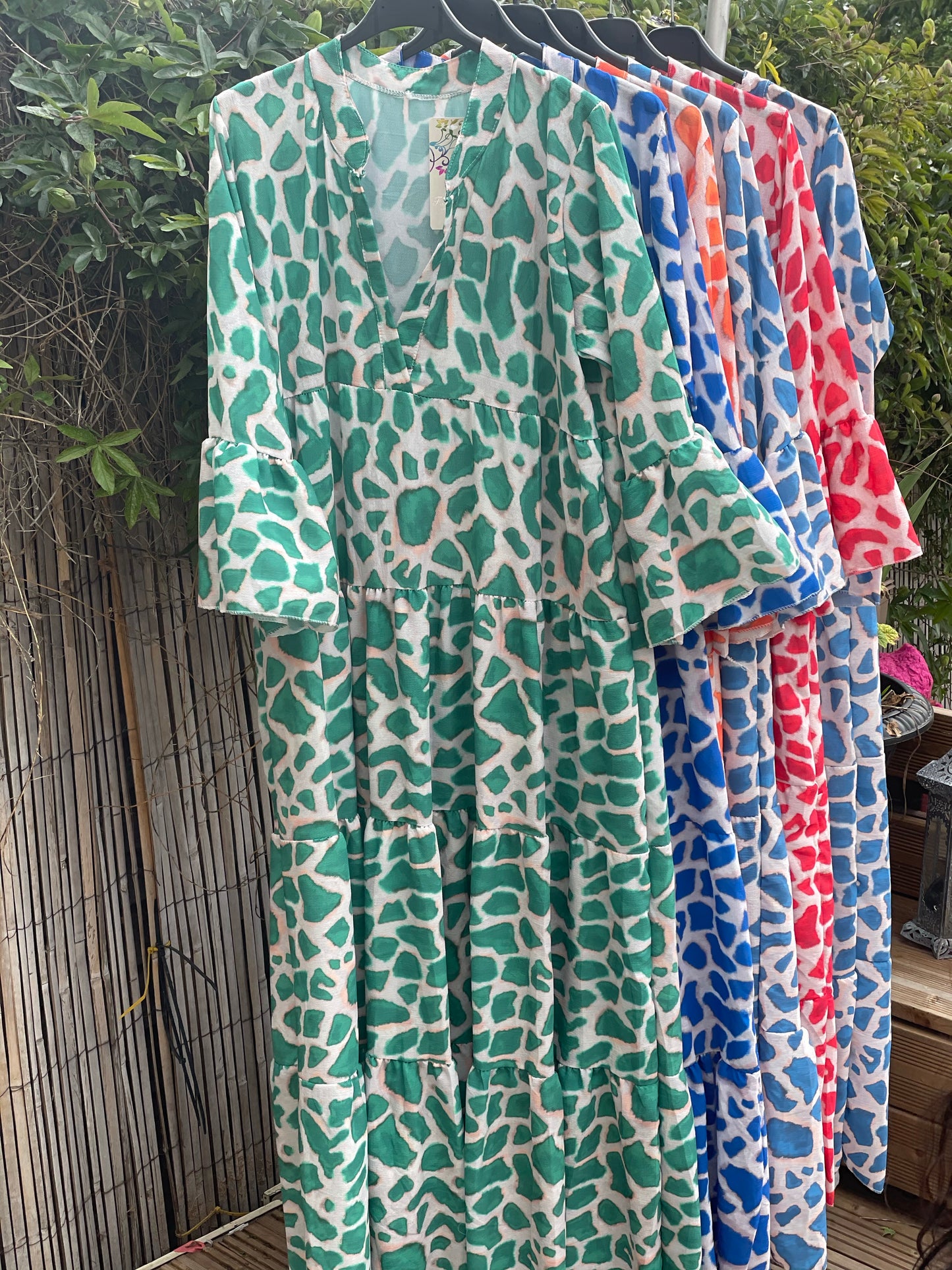 Giraffe print long dresses