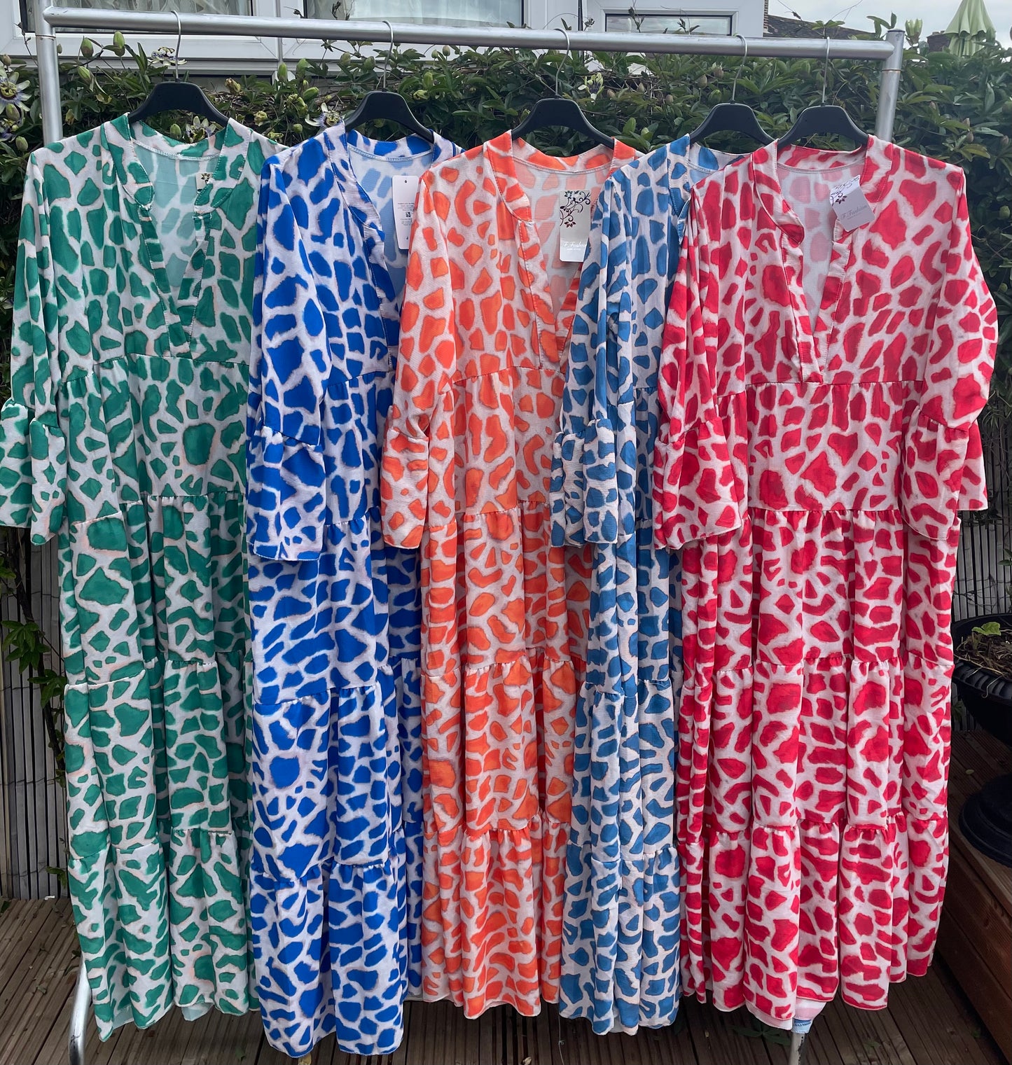 Giraffe print long dresses