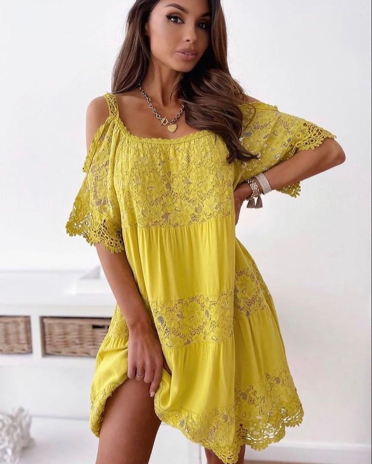 Cold shoulder lace dress