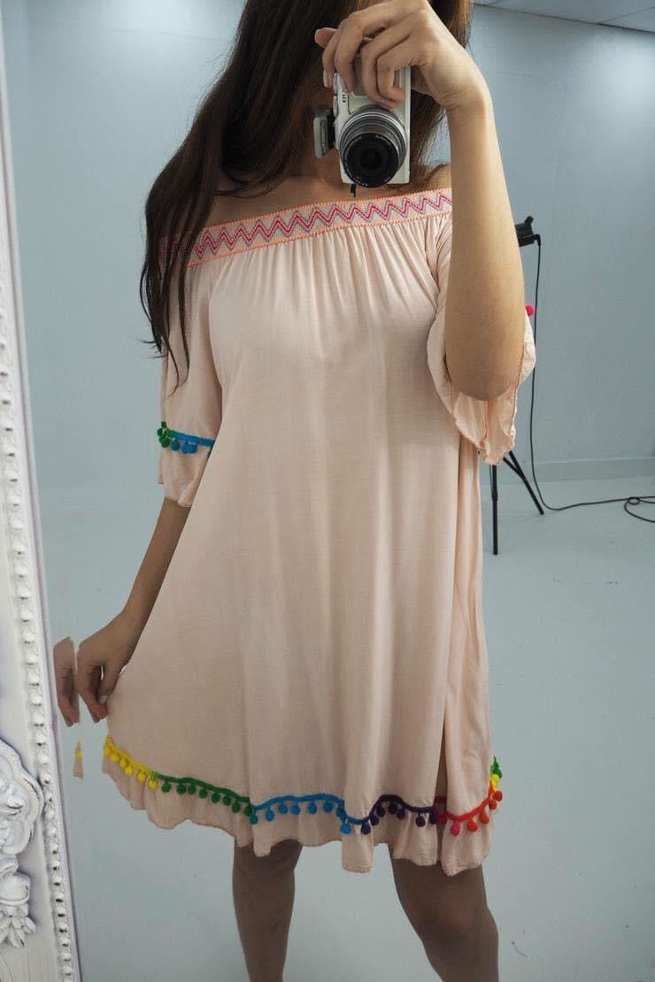 Off shoulder cotton dresses