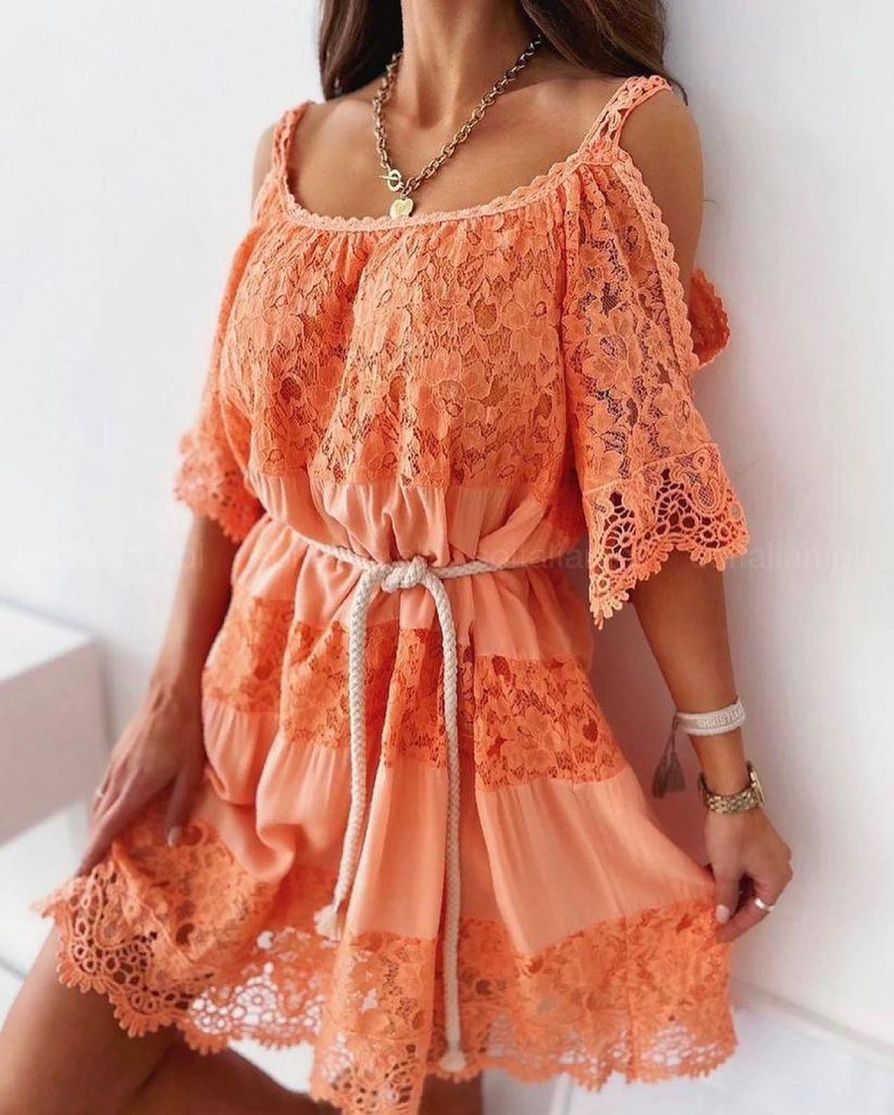 Cold shoulder lace dress